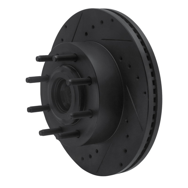 Ford F-250 Super Duty Brake Rotor (1) - Front Left - R1 Concepts - Drilled & Slotted - Black - `11-`25